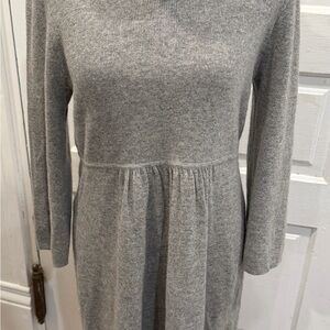 J Crew Wool Cashmere Blend Roll Top Gray Sweater Long Sleeve Dress Sz M Rn 77388